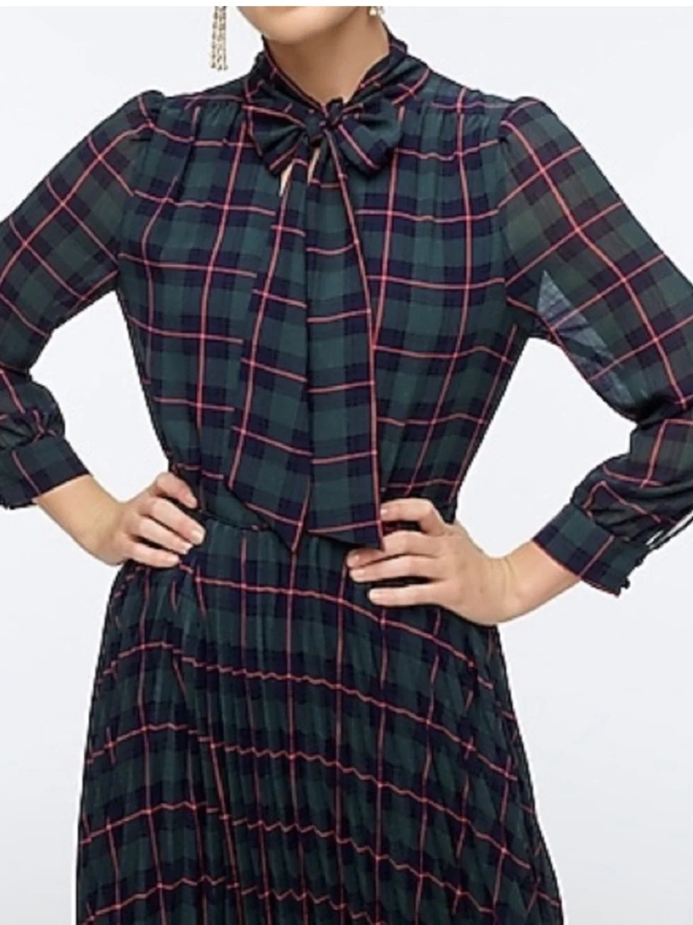 J. Crew Pleated A-line Dress in Black Watch Tartan 12 - Picture 5 of 10